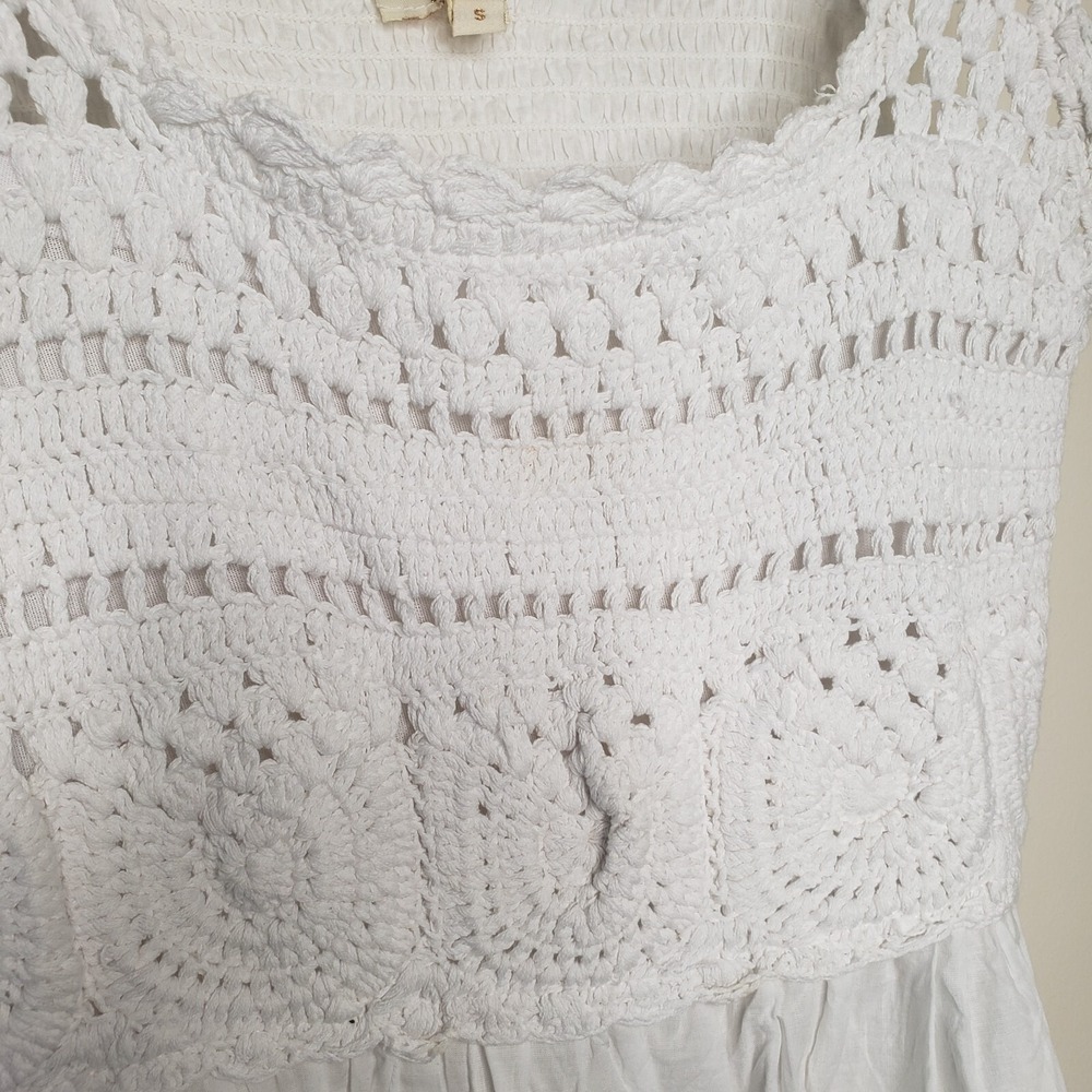 Granny Square Knit Tank Top Sz S Crochet Boho Hippie Cottagecore Festival - Picture 5 of 15
